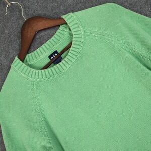 GAP Womens Petite Small Green Shaker Knit Crewneck Raglan Sleeve Sweater